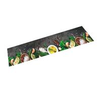 mtlskopl Chemin de cuisine lavable - Motif épices - 60 x 300 cm - Velours | Surface en velours absorbant avec dos en latex antidérapant pour votre zone de cuisson, s'enroule à plat.