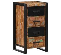 mtlskopl Commode en Bois de Récupération Massif 40x40x75 cm, Chiffonnier Style Rétro Multicolore avec Porte et Tiroirs, Petit Meuble de Rangement pour Salon, Entrée et Bureau