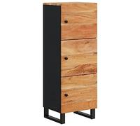 mtlskopl Commode industrielle en bois massif d'acacia 40 x 33 x 110 cm | Armoire d'appoint compacte en bois véritable avec pieds en métal pour couloir, salon et chambre à coucher avec beaucoup