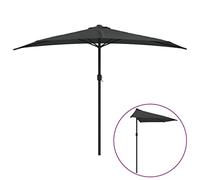 mtlskopl Demi Parasol de Balcon Manivelle Anthracite 300x155cm | Ombrage mural gain de place pour terrasse et balcon, toile polyester durable et structure solide avec 5 baleines.