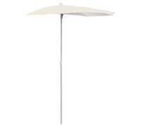 mtlskopl Demi Parasol de Jardin Demi-Lune 180x90 cm Sable avec Mât Acier | Format demi-rond idéal pour balcon, petite terrasse et le long d'un mur. Toile polyester solide et entretien facile.