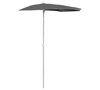 mtlskopl Demi-Parasol de Jardin en Acier 180x90 cm Anthracite | Format demi-lune idéal pour petits espaces, balcon ou terrasse contre un mur. Toile anti-UV polyester et mât robuste.