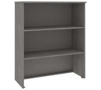 mtlskopl Dessus de Buffet HAMAR en Bois de Pin Massif Gris Clair, Surmeuble de Rangement avec 2 Étagères pour Salon et Cuisine, Vaisselier Robuste et Stable, 85x35x100 cm
