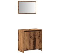mtlskopl Ensemble de 2 meubles de salle de bain en bois recyclé - 60 x 33 x 60 cm - Meuble sous-vasque avec miroir - Design moderne - Robuste et facile d'entretien - Pour petites salles de bains et WC