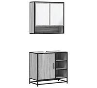 mtlskopl Ensemble de 2 meubles de salle de bain gris Sonoma 65 x 33 x 60 cm Structure en métal Design moderne Construction robuste pour petites salles de bains et WC d'invités