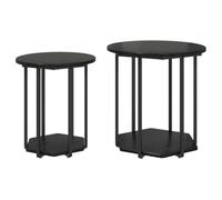 mtlskopl Ensemble de 2 Tables d'Appoint Industrielles Chêne Noir et Métal, Bouts de Canapé avec Étagère de Rangement, Tables Basses pour Salon et Chambre, 50cm et 40cm