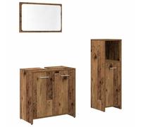 mtlskopl Ensemble de 3 meubles de salle de bain en bois recyclé 60 cm, meuble sous vasque, miroir et armoire sur pied, design moderne, pour petites salles de bains