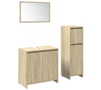 mtlskopl Ensemble de 3 meubles de salle de bain en chêne Sonoma 60 x 33 x 95 cm avec armoire haute et miroir Design moderne pour petites salles de bains WC d'invités