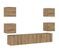 mtlskopl Ensemble de 6 Meubles TV Muraux Chêne Artisanal, Meuble Bas Suspendu de Salon en Bois d'Ingénierie, Étagère Média Murale Moderne pour Déco et Rangement de Salon