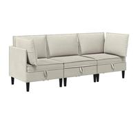 mtlskopl Ensemble de Canapé Modulable 3 Places, Salon Complet avec 2 Fauteuils d'angle et 1 Élément Central, Meubles de Salon Modernes en Tissu Avoine et Pieds Marron