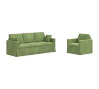 mtlskopl Ensemble de canapé modulaire 2 pièces, canapé de salon avec housse en velours vert clair, paysage d'assise avec structure en métal, canapé d'angle flexible pour salon, 198 x 78 x 80 cm et 78