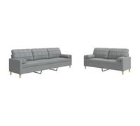 mtlskopl Ensemble de Canapés 2 et 3 Places avec 4 Coussins, Canapé de Salon Fixe en Tissu Gris Clair avec Pieds en Métal, Mobilier Moderne pour Salon et Bureau