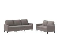mtlskopl Ensemble de Canapés 2 et 3 Places avec 5 Coussins, Salon Complet en Tissu Taupe et Structure Métal pour Séjour et Bureau, Divan Droit Rembourré, Set de 2 Pièces