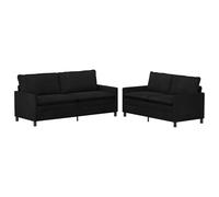mtlskopl Ensemble de Canapés 2 et 3 Places en Velours Noir, Canapé Droit Moderne pour Salon et Séjour, Structure Métallique et Housse Amovible, Set de 2 Pièces