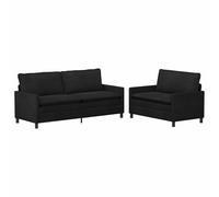 mtlskopl Ensemble de Canapés 2 et 3 Places en Velours Noir, Canapé Moderne pour Salon et Bureau, Meuble de Séjour avec Structure Métallique Robuste et Coussins Moelleux, Set de 2 Pièces
