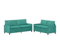 mtlskopl Ensemble de Canapés 2 et 3 Places en Velours Turquoise, Salon Complet 5 Places avec Structure Métallique et Pieds Noirs, Canapé Moderne Chic pour Séjour ou Bureau
