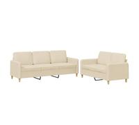 mtlskopl Ensemble de Canapés 2 Pièces avec 5 Coussins, Canapé 2 Places et 3 Places en Tissu Polyester pour Salon et Bureau, Canapé Fixe Moderne, Crème
