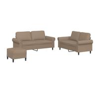 mtlskopl Ensemble de Canapés 3 Pièces en Similicuir Cappuccino avec Coussins, Set de Salon avec Deux Canapés 2 Places et Un Pouf Repose-Pied, Meubles pour Séjour et Bureau