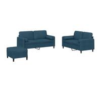 mtlskopl Ensemble de canapés 3 pièces en Velours Bleu, Comprend Deux canapés 2 Places et Un Repose-Pied Pouf, mobilier de Salon Moderne et Confortable pour Maison et Bureau