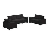 mtlskopl Ensemble de Canapés 3 Pièces en Velours Noir, Salon Complet avec 1 Fauteuil, Canapé 2 Places et Canapé 3 Places, Cadre en Bois et Métal pour Séjour et Bureau