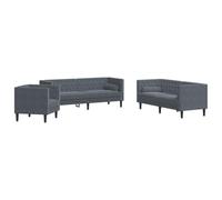 mtlskopl Ensemble de Canapés Chesterfield 3 Pièces en Velours Gris Foncé, Mobilier de Salon avec 1 Fauteuil, 1 Canapé 2 Places, 1 Canapé 3 Places et 4 Traversins