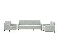 mtlskopl Ensemble de Canapés en Velours Gris Clair, Set de Salon Comprenant 1 Canapé 3 Places, 1 Canapé 2 Places, 1 Fauteuil de Salon et 6 Coussins Rembourrés pour Séjour