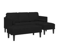 mtlskopl Ensemble de Canapés Modulable 3 Places avec Pouf Repose-Pied, Canapé d'angle en Tissu Polyester Noir pour Salon, Sofa Modulaire Robuste Capacité 5 Places