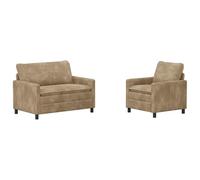 mtlskopl Ensemble de Canapés Salon 2 Places et 1 Place Taupe, Set de Sofa Moderne en Tissu Polyester avec Cadre Métal Robuste et Coussins Moelleux, Meubles pour Séjour et Bureau