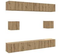 mtlskopl Ensemble de Meuble TV Mural 6 Pièces, Meuble TV Suspendu en Bois d'Ingénierie pour Salon, Banc TV Moderne Chêne Artisanal, 4 Modules L 100cm et 2 Modules S 30,5cm