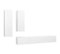 mtlskopl Ensemble de Meuble TV Suspendu 4 Pièces, Meuble TV Mural Design Moderne pour Salon, Meuble Télé Flottant en Bois d'Ingénierie avec Compartiments de Rangement, Blanc