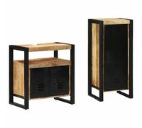 mtlskopl Ensemble de meubles de salle de bain 2 pièces en bois de manguier marron noir 40 x 35 x 90 cm avec 4 tiroirs et 3 portes Design moderne Construction robuste pour petites et grandes salles de