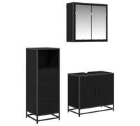 mtlskopl Ensemble de meubles de salle de bain 3 pièces aspect chêne noir 65 x 33 x 60 cm Design moderne avec beaucoup d'espace de rangement pour les petites salles de bain