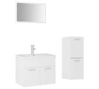 mtlskopl Ensemble de meubles de salle de bain - Blanc - 60 cm - Meuble midi 1 compartiment - 30 x 80 cm - En céramique - Lavabo encastré - Miroir - Bonde d'écoulement Push Open - Ensemble complet