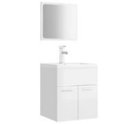 mtlskopl Ensemble de meubles de salle de bain en bois blanc brillant avec lavabo en céramique, 41 x 38,5 cm, bonde push-open, vasque moderne, pour petites salles de bains et WC d'invités