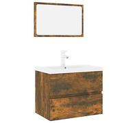 mtlskopl Ensemble de meubles de salle de bain - En bois dérivé du bois - 60 x 38,5 x 45 cm - Avec lavabo en céramique et miroir - Design moderne et peu encombrant - Pour petites salles de bains et