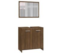 mtlskopl Ensemble de meubles de salle de bain marron aspect chêne 60 x 33 x 61 cm en bois robuste avec miroir de 60 x 37 cm, beaucoup d'espace de rangement, design moderne pour les petites salles de