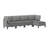 mtlskopl Ensemble de Meubles de Salon 5 Pièces, Canapé Modulaire en Tissu Gris Foncé, Salon Complet avec 2 Canapés d'angle, 2 Fauteuils Centraux, 1 Pouf et Coussins pour Intérieur