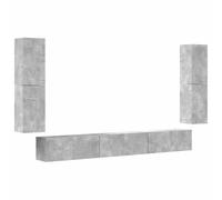 mtlskopl Ensemble de Meubles TV 7 Pièces Gris Béton en Bois d'Ingénierie, Meuble TV Suspendu Mural pour Salon, Grand Espace de Rangement avec 7 Placards Bas et Flottants, Style Moderne