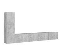 mtlskopl Ensemble de Meubles TV Suspendus 3 Pièces Gris Béton en Bois d'Ingénierie, Armoire Télé Murale et Flottante de Salon, Inclut 1 Colonne de 110 cm et 2 Meubles de 100 cm