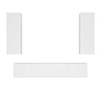 mtlskopl Ensemble de Meubles TV Suspendus 4 Pièces Meuble TV Mural Blanc en Bois d'Ingénierie, Meuble Bas de Salon et Colonne Murale pour Rangement Média et Décoration