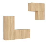 mtlskopl Ensemble Meuble TV Mural 4 Pièces, Meuble TV Suspendu en Bois d'Ingénierie pour Salon, Placards Flottants de Rangement et Meuble Bas Média, Chêne Sonoma