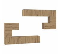mtlskopl Ensemble Meuble TV Suspendu 4 Pcs, Meuble TV Mural en Bois d'Ingénierie Chêne Artisanal, Set de Rangement Flottant pour Salon Moderne et Décoration Contemporaine