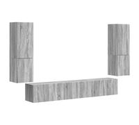 mtlskopl Ensemble Meuble TV Suspendu 4 Pièces, Meuble TV Mural en Bois d'Ingénierie pour Salon, Meuble Télévision Flottant avec 4 Portes et Étagère, Gris Sonoma