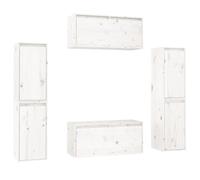 mtlskopl Ensemble Meuble TV Suspendu 6 Pièces en Bois de Pin Massif Blanc, Armoire Murale Modulable pour Salon, Set de Meubles de Rangement Flottants, 4 Éléments 30x30x60 cm et 2 Éléments 80x30x35 cm