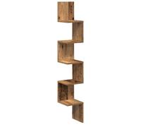 mtlskopl Étagère d'angle Murale en Bois d'Ingénierie, Bibliothèque Colonne Suspendue Gain de Place pour Salon, Bureau et Chambre, 20x20x127,5 cm, Vieux Bois