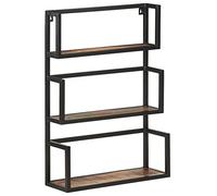 mtlskopl Étagère Murale 60x20x85 cm en Bois de Récupération Massif et Métal Noir, Bibliothèque Suspendue Industrielle avec 3 Niveaux de Rangement pour Salon, Cuisine et Entrée