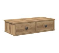 mtlskopl Étagère Murale avec 2 Tiroirs Chêne Artisanal, Table de Chevet Flottante en Bois d'Ingénierie, Console Suspendue pour Salon, Chambre et Entrée, 60 x 28 x 15 cm