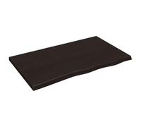 mtlskopl Étagère Murale en Bois de Chêne Massif Marron Foncé 100x60 cm, Planche en Bois Rustique avec Bord Naturel pour Plateau de Table, Dessus de Meuble Vasque et Bureau