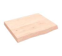 mtlskopl Étagère Murale en Bois de Chêne Massif Non Traité 60x50 cm, Tablette Murale Rustique avec Bord Vif, Plateau de Table Brute et Dessus de Meuble Vasque Salle de Bain