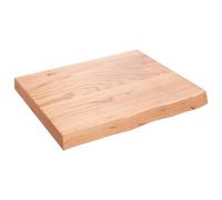mtlskopl Étagère Murale en Bois de Chêne Massif, Plateau de Table Rustique avec Bord Vif 60x50 cm, Tablette Vernie pour Dessus de Lavabo, Bureau et Meuble Rangement, Marron Clair